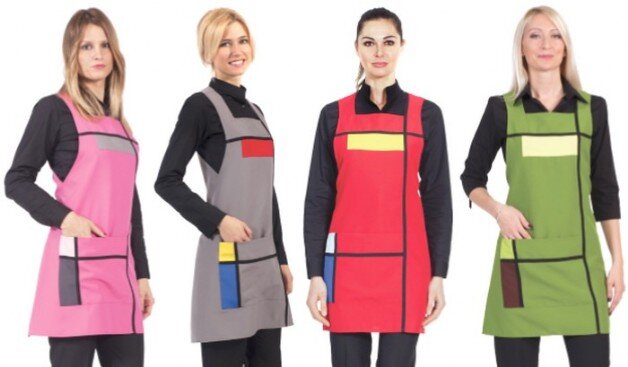Paragrembi Mondrian Donna Colorati Grembiuli Mondrian colorati per estetiste e parrucchiere